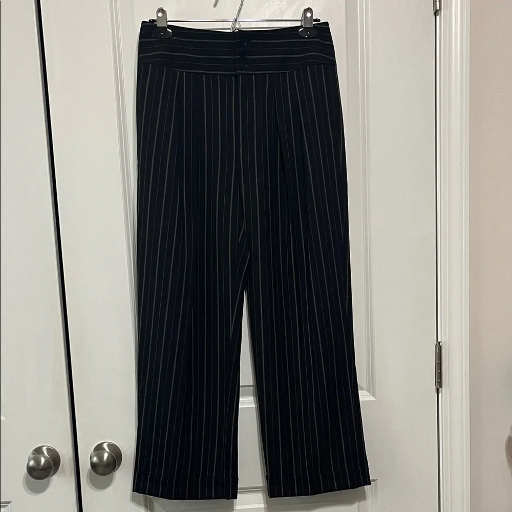 Lauren Ralph Lauren Pinstripe Wool Crepe Wide Leg Pant Sz 4P - Picture 3 of 11